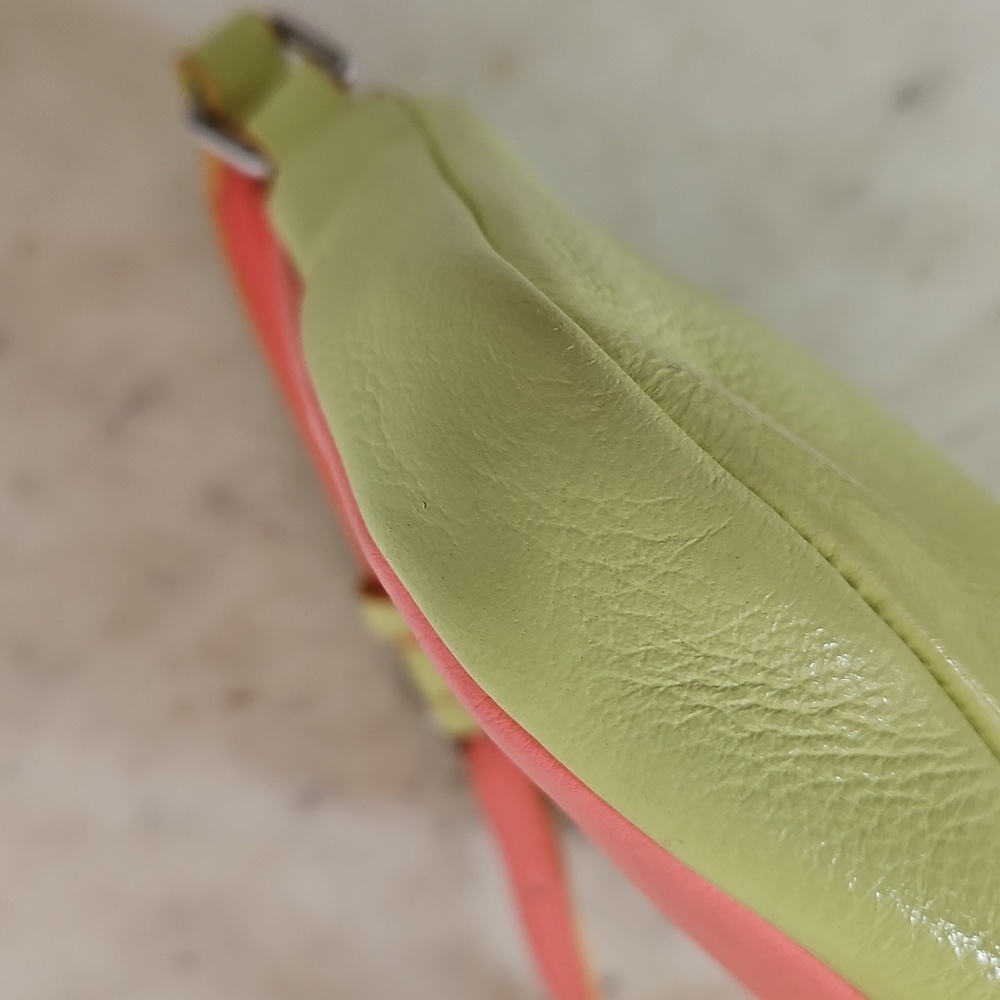 MARC BY MARC JACOBS: Pink And Lime Green Leather Crossbody Bag - Picture 9 of 15